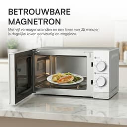 Heinner Vrijstaand Magnetron 20 L – Mechanische Bediening – 700 W – 6 Vermogensstanden – Timer – Ontdooifunctie – Wit — thumbnail 3