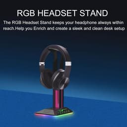 RGB Headset Standaard met 2 USB 2.0 Poorten - Universele Koptelefoonhouder voor PC en Gaming Setup — thumbnail 5