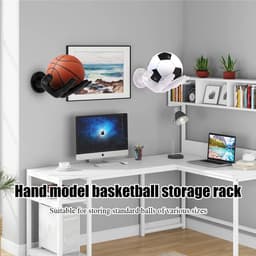 Balhouders voor wandmontage - Set van 2 - Veilig en stabiel - Universele houder voor bal, sleutels, koptelefoon - Zwart en wit — thumbnail 5
