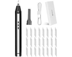 Draadloze Ultrageluidsnijder - Handmatig Snijgereedschap - incl. 24 Verwisselbare Messen - voor 3D Printer, 3D-printmodellen, zeep, PVC, leer, plastic en hout - Handheld Ultrasonic Cutter