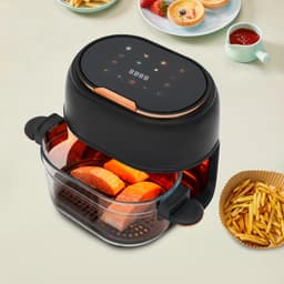 Sensova - Airfryer / Heteluchtfriteuse 4L met Touchscreen en Glazen Bakmand - 1350W Gezonde Heteluchtfriteuse met Zichtbaar Kookproces - Instelbare Temperatuur 60-190°C - Veilig en Ideaal voor Gezinnen — thumbnail 4