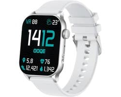 OOQE WATCH PRO 8 - Smartwatch Heren en Dames | Geschikt voor iOS en Android | AMOLED | Notificaties | Gezondheidsanalyse | Sportanalyse | GPS Koppeling | Bellen | Muziek/Audio Luisteren | Ergonomisch | Nederlandstalig | Wit