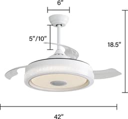LED-verlichting - Instelbare lichtkleur - Plafondlamp met ventilator en verlichting - 42-inch plafondventilator met verlichting – uitgerust met 32W meerkleurige LED's (3 kleurtemperaturen + RGB) – 3 ABS-ventilatorbladen en DC-motor — thumbnail 4