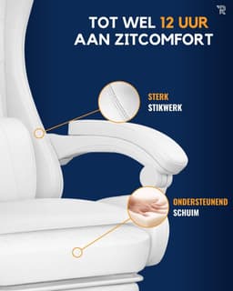 Ranqer Apollo Bureaustoel - Gaming stoel / Gaming Chair - Gamestoel - wit — thumbnail 3