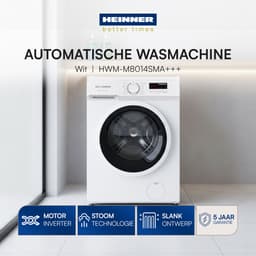 Heinner HWM-M8014SMA+++ Slanke Wasmachine 8 kg – 1400 tpm – Inverter Motor – Digitaal Display – 90° Hygiëneprogramma – 15 min Snelprogramma – Wit – 5 Jaar Garantie — thumbnail 5