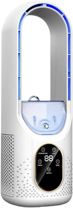 Draagbare airconditioner met ventilator, verdampingskoeler, USB-airconditioner met ventilatorsnelheid en timer, mini-bureauventilator, geschikt voor kantoorgebruik (wit). — thumbnail 1