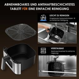 LUMÈ STORE airfryer XXL - 9 Liter - Heteluchtfriteuse - 10 Kookprogramma's - 1800W - Vetarm koken - Touchscreen - Zilver — thumbnail 3