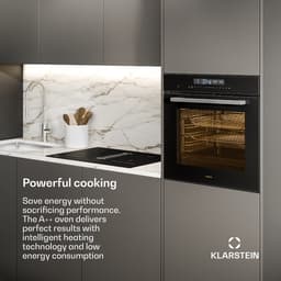 Klarstein Airjet inbouwoven - 72 liter elektrische oven met Airfryer-modus, 13 kookfuncties, touchbediening, geëmailleerde binnenkant, A++ energieklasse, driedubbele beglazing, geïntegreerde enkele oven, zwart — thumbnail 10