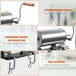 AMA® Worstenvuller - Worstenmaker - Worstenvul Machine - ‎43x10x12cm - Zilver — thumbnail 5