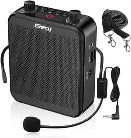 Draagbare spraakversterker met microfoon, hoofdtelefoon, 30 W, oplaadbare batterij, 2800 mAh, krachtig geluidssysteem voor leraren, gidsen, trainers, presentatoren — thumbnail 1