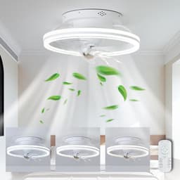 Plafondlamp met ventilator 360° rotatie, led dimbaar ventilator plafondlamp verlichting voor woonkamer slaapkamer — thumbnail 5