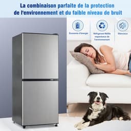 Zubaliya Koelvriescombinatie 106 Liter - Zwart & Zilveren Mini Koelkast Met 7 Temperatuurstanden - Energiezuinig & Stil (≤45 dB) — thumbnail 5