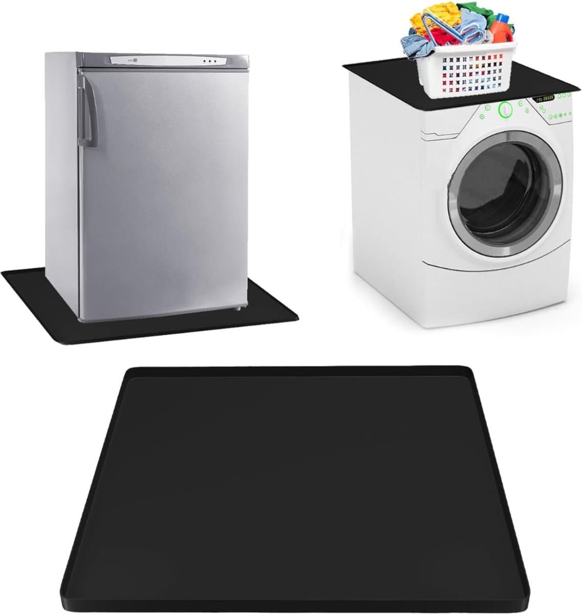 DnA® Lekbak Wasmachine - Lekbak - Anti Trillingsmat Wasmachine - Lekbak Wasmachine 60x60 x - Lekbak Wasmachine Universeel - Zwart - 60cm x 60cm x 2cm — afbeelding 1