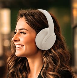 Draadloze Bluetooth stereo hoofdtelefoon met ruisonderdrukking, open ontwerp, hoogwaardige audio, krachtige bas, microfoon, opvouwbaar en lichtgewicht, geschikt voor reizen, thuiswerk, de sportschool, mobiele telefoon en computergebruik. Wit — thumbnail 1