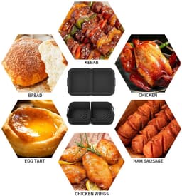 Gigicial Siliconen mandvoeringen voor de airfryer - Airfryer accessoires - Voor AF500EU/500 modellen en vier airfryer standen - 4-pack - Zwarte herbruikbare mandvoeringen — thumbnail 2