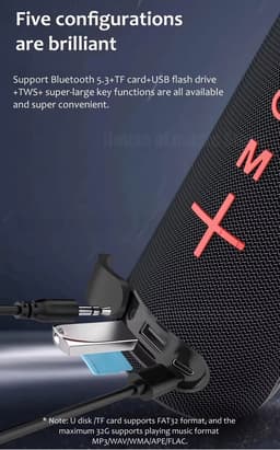 T&G Draadloze Bluetooth Speaker met RGB LED – Draagbare Mini Speaker 10W – Zwart — thumbnail 2