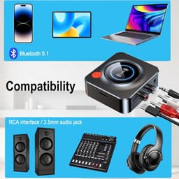 Bluetooth 5.1 Ontvanger met NFC - TF-kaart - Bluetooth Receiver -3,5mm AUX en RCA Audio Adapter - Voor auto, smartphone, tablet, hifi-muziek thuis — thumbnail 2