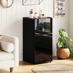 STILVORA Mini Koelkast – 60 Liter Met Vriesvak En Ledverlichting – 42,5 x 44,5 x 87,5 cm – Roestvrij Staal – Zwart – Voor Keuken En Kantoor — thumbnail 1