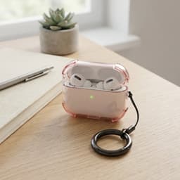 Roze transparant hoesje voor oordopjes met sleutelring – schokbestendige beschermhoes geschikt voor AirPods Pro 2 — thumbnail 2