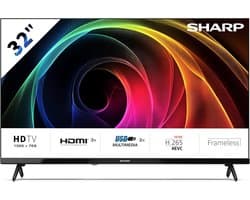 HD Televisie - Kijkplezier - Thuisentertainment - Frameloos Design - 32 Inch - Zwart