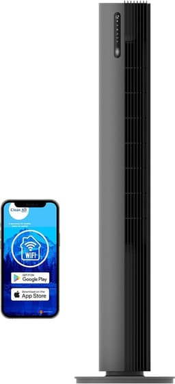 Luxe Toren Ventilator - Slimme Ventilator - Frisse Lucht - App Bediening - 31x31x111cm - Grijs — thumbnail 4