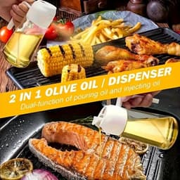 Olie Dispenser 2-in-1 – Spray & Schenkfles 470ml – Lekvrij – Voor Airfryer, BBQ en Keuken – Olie Sprayfles – Zwart — thumbnail 1
