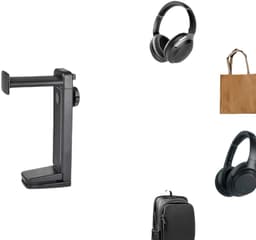 2-in-1 hoofdtelefoonstandaard - voor gebruik op bureau, boven en onder - verstelbare draaibare clip - zwart — thumbnail 5