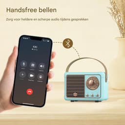 TENZHVXI - Retro Bluetooth-luidspreker - Vintage Radio Bluetooth-luidspreker - 3W Krachtig Geluid/FM-Radio 87–108 MHz - Blue — thumbnail 2