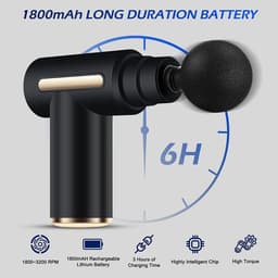 Mini-massagepistool voor spieren, draagbaar, 6 snelheidsstanden, 4 massagekoppen, 1800mAh ultrastille massage met 3200 toeren per minuut, voor het verlichten van spierpijn, USB-interface. — thumbnail 2