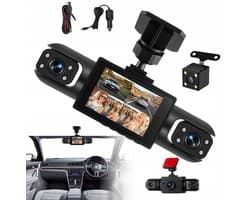 Dashcam - Dashcam Voor Auto - 4-kanaals Auto DVR 1080P - Zwart - 360° & Nachtzicht - Met Parkeermodus & Achteruitrijcamera - Loop opname - 2-inch IPS HD-scherm - Belichtingsaanpassing + Bewegingsdetectie