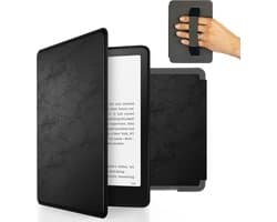 Kunstlederen Cover voor E-reader met Polsband en Auto Slaap/Wake Functie, Zwart