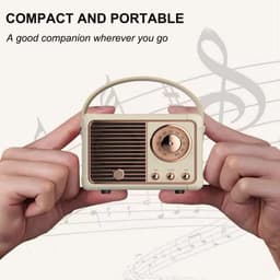 Retro Bluetooth-luidspreker, draagbare draadloze luidspreker, helder stereogeluid, rijke bas, vintage design, perfect verjaardagscadeau voor een meisje (zwart). — thumbnail 3