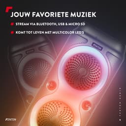 Bluetooth speaker - Fenton Track210 - Partybox met microfoon - Lichteffecten en oplaadbare accu — thumbnail 2