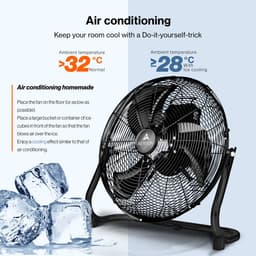 AERSON vloerventilator 40 cm | waaier met drie standen 75W | staande ventilator | hoge luchtstroom | robuuste metalen uitvoering | hellingshoek ca. 110 graden — thumbnail 5