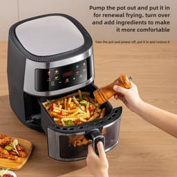 Luchtfriteuse met venster - Heteluchtoven multifunctioneel - Gezond Frituren - Zes functies in één - 5 liter capaciteit - Zwart — thumbnail 5