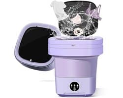 Allero Mini Wasmachine - Draagbare Wasmachine - Draagbare Droger - 2-in-1 - 11 Liter - Opvouwbaar - Paars - Zacht Geluidsniveau