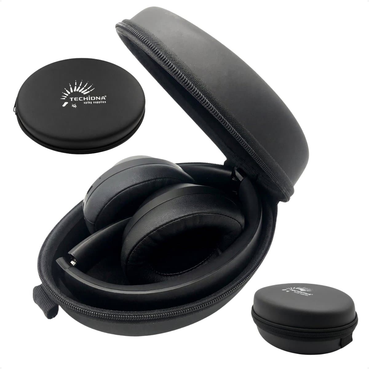 Techidna® - Koptelefoon Hoes Hardcase - Compacte Travel Case voor Inklapbare Koptelefoon - Schokbestendig & Waterbestendig - Zwart — afbeelding 1