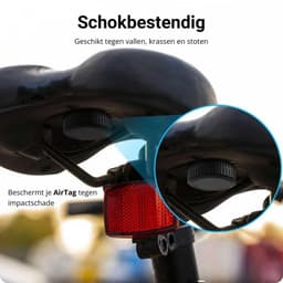 Waterdichte AirTag Hoes | 4 Pack | 3M Tape voor plakken | Geschikt voor o.a. fiets, scooter, koffer, motor, snowboard, skateboard, drone, fatbike, zadel | Zwart — thumbnail 5