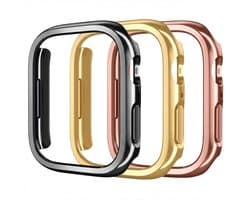 Zwart goudkleurig en rosé goudkleurig smartwatch beschermhoes set geschikt voor Apple Watch 40 mm serie SE / 4 / 5 / 6 driedelige harde PC case hol ontwerp decoratieve watch case