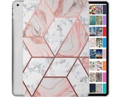 Transparante Beschermhoes voor iPad 5e & 6e Generatie 9.7 Inch - Flexibel TPU Marble Roze