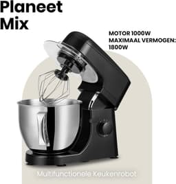Nexvo® Mixer met Mengkom - Keukenmachine - Kneedmachine- Zwart- ‎39cm x 35cm x 25cm — thumbnail 4