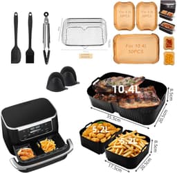Geschikt voor Ninja AF400 AF500 airfryer accessoireset - siliconen binnenpan - grillrooster - stoomrooster - siliconen bakplaat - bakvorm — thumbnail 1