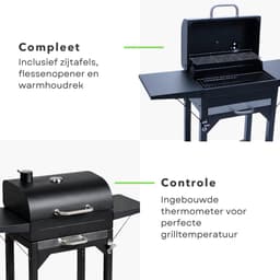 Cheqo® Houtskool Bbq - Barbecue Op Wielen - Houtskool Bbq Met Deksel - Bbq Trolley - Zwarte Houtskool Bbq - Houtskool Grill - Buiten Barbecue — thumbnail 4