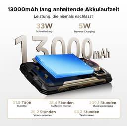 DOOGEE Fire 7 Ultra 5G - AI Outdoor telefoon - Robuuste smartphone - 32 GB RAM + 256 GB ROM (2 TB) - 13000 mAh - 125 dB luidspreker - POC & BT walkietalkie - Gemini AI - NFC - OTG - GPS - SOS — thumbnail 3