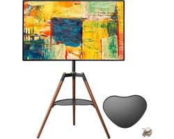 TV Vloerstandaard met Draaibare TV Beugel - Geschikt voor 32 tot 65 Inch Televisies - In Hoogte Verstelbaar - 140 Graden Draaibare Vrijstaande TV Standaard - Vloerstandaard voor Woonkamer en Slaapkamer - TV Standaard - TV Standaard Verrijdbaar