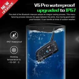 Flolife - V6 PRO+ Motorhelm Intercom Bluetooth Headset – Waterdicht IP67, CVC Ruisonderdrukking, 260U Standby Tijd — thumbnail 2