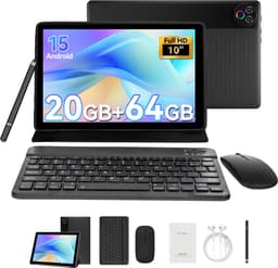 Hotlight 10.1 Inch Tablet - Android 15 Tablet met Toetsenbord - Hoes - Stylus - Muis - 20GB RAM+64GB ROM - 5G Wifi 6 - Bluetooth 5.3 - 5000mAh - Zwart — thumbnail 1