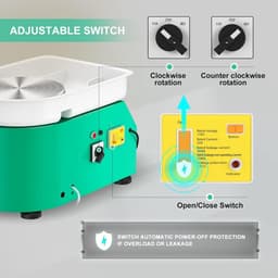Elektrische pottenbakkersmachine - Keramiek wiel - Kunst maken - Krachtige 350W motor - 25 cm schijf - Groen — thumbnail 3