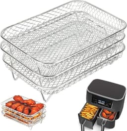 Geschikt voor Ninja Airfryer Rack Dual Airfryer - Airfryer Accessoires Set - 3 stuks stapelbare roestvrijstalen dehydrator rack - rechthoekige accessoires voor dubbele airfryer - Geschikt voor Ninja Dual Airfryer accessoires — thumbnail 1