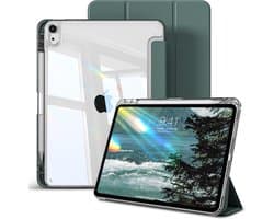 Robuuste Hybride Hoes voor iPad Air 11 inch (M3/M2, 4e/5e Gen) - Transparante Achterkant & Penhouder - Nachtgroen